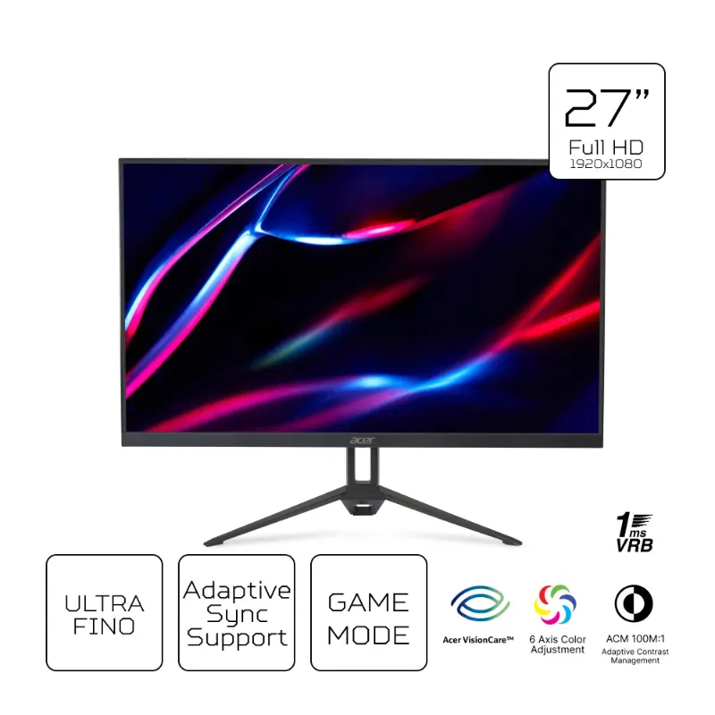 MONITOR 27 GAMER NITRO KG273 G0BI PRETO FHD 120HZ 1MS VESA ACER